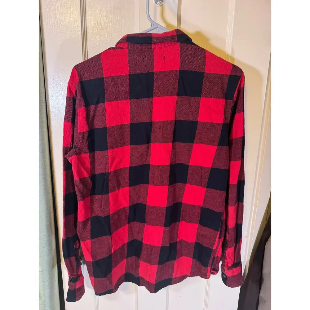 Old Navy Girls XXL 18 Red Black Buffalo Plaid Flannel Button-Up Shirt